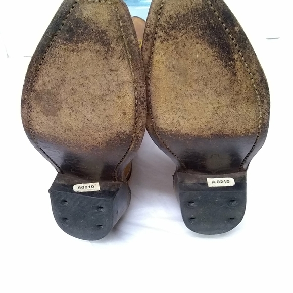 Old WEST Boots Leather Tan Children Western Boy Girl Size 10.5  Style CF8229 - Picture 3 of 7